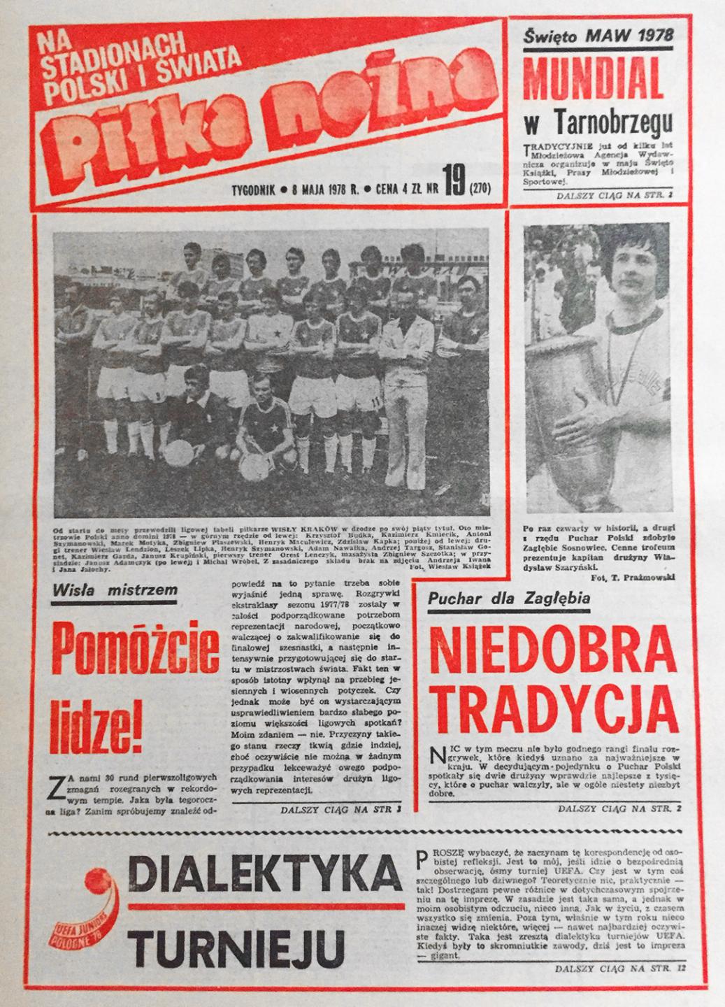 Okładka "Piłki Nożnej" po finale PP Zagłębie S. - Piast (1978)