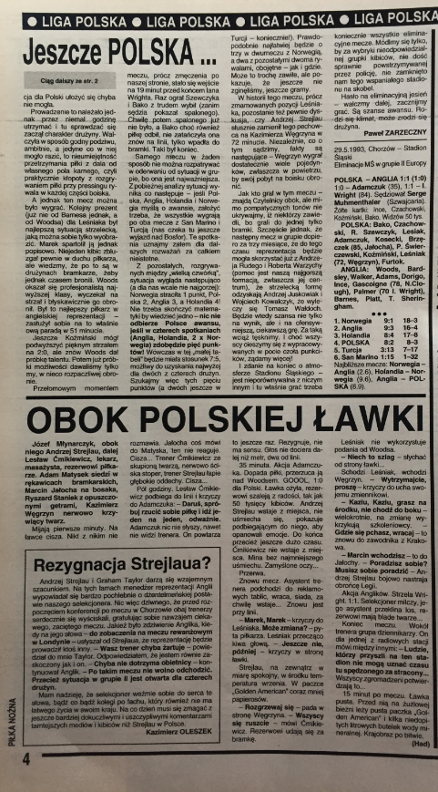 Piłka nożna po meczu polska - anglia (29.05.1993) 