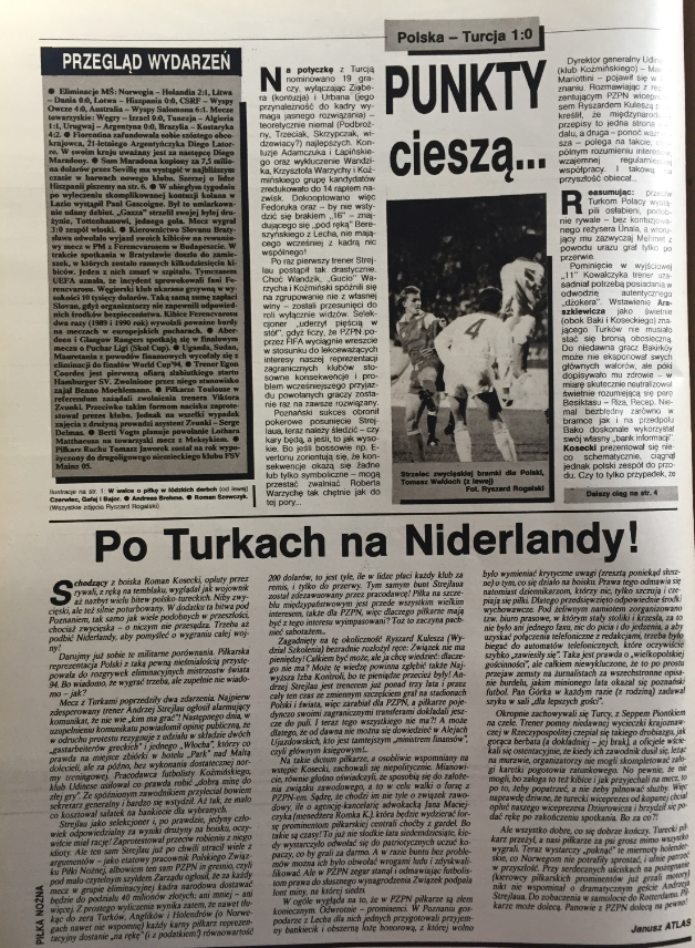piłka nożna po meczu polska - turcja (23.09.1992)