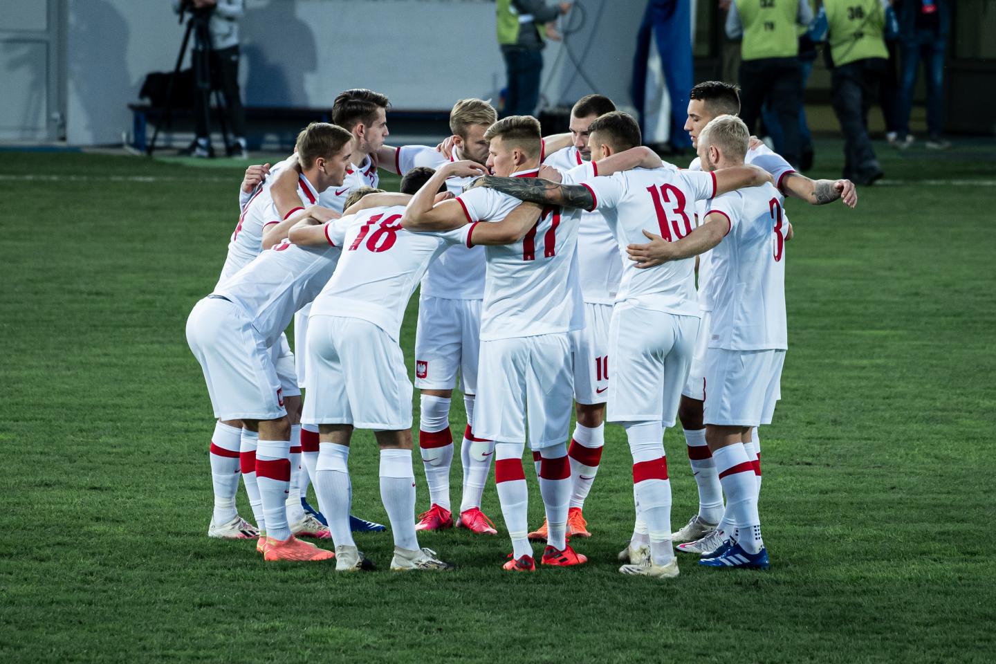 Polscy piłkarze przed meczem Serbia - Polska 1:0 U-21 (09.10.2020).