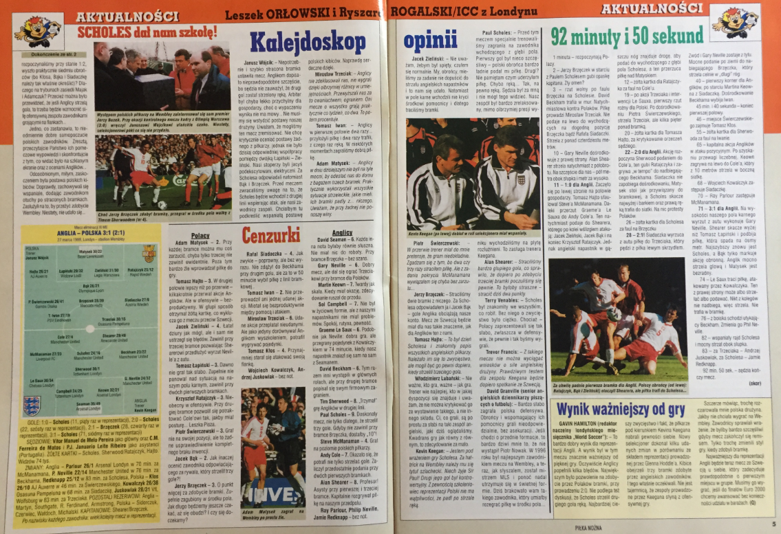 piłka nożna po meczu anglia - polska (27.03.1999)