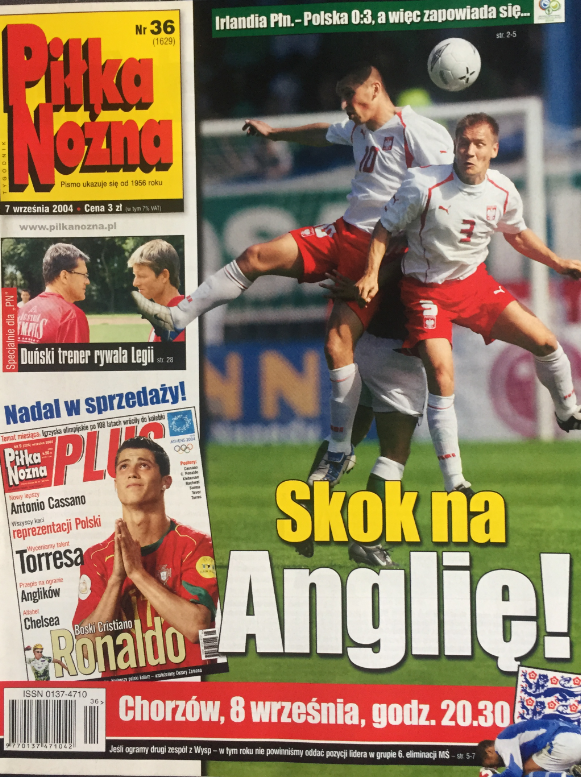 Okładka piłki nożnej po meczu irlandia płn. - polska (06.09.2004) 