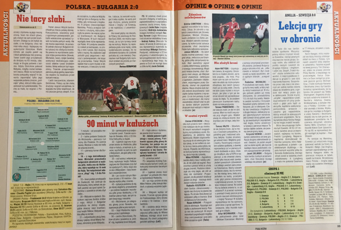 piłka nożna po meczu polska - bułgaria (04.06.1999)