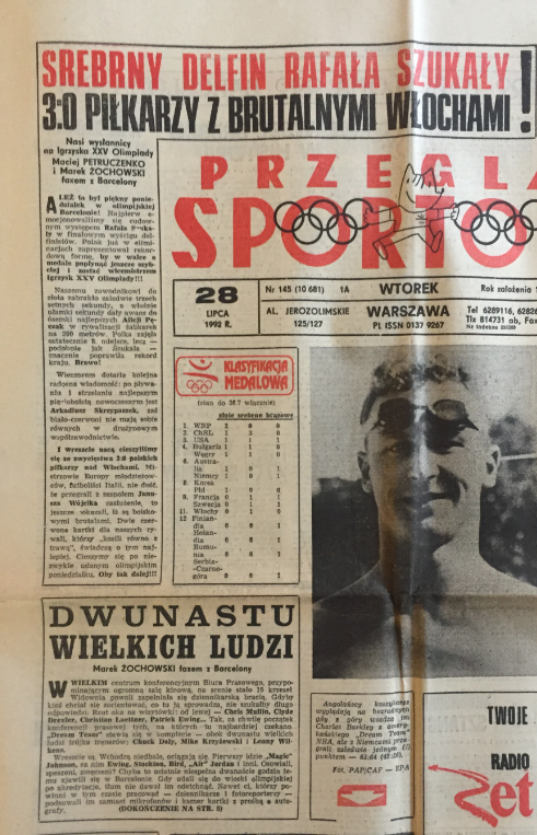 przegląd sportowy po meczu polska - włochy (27.07.1992)