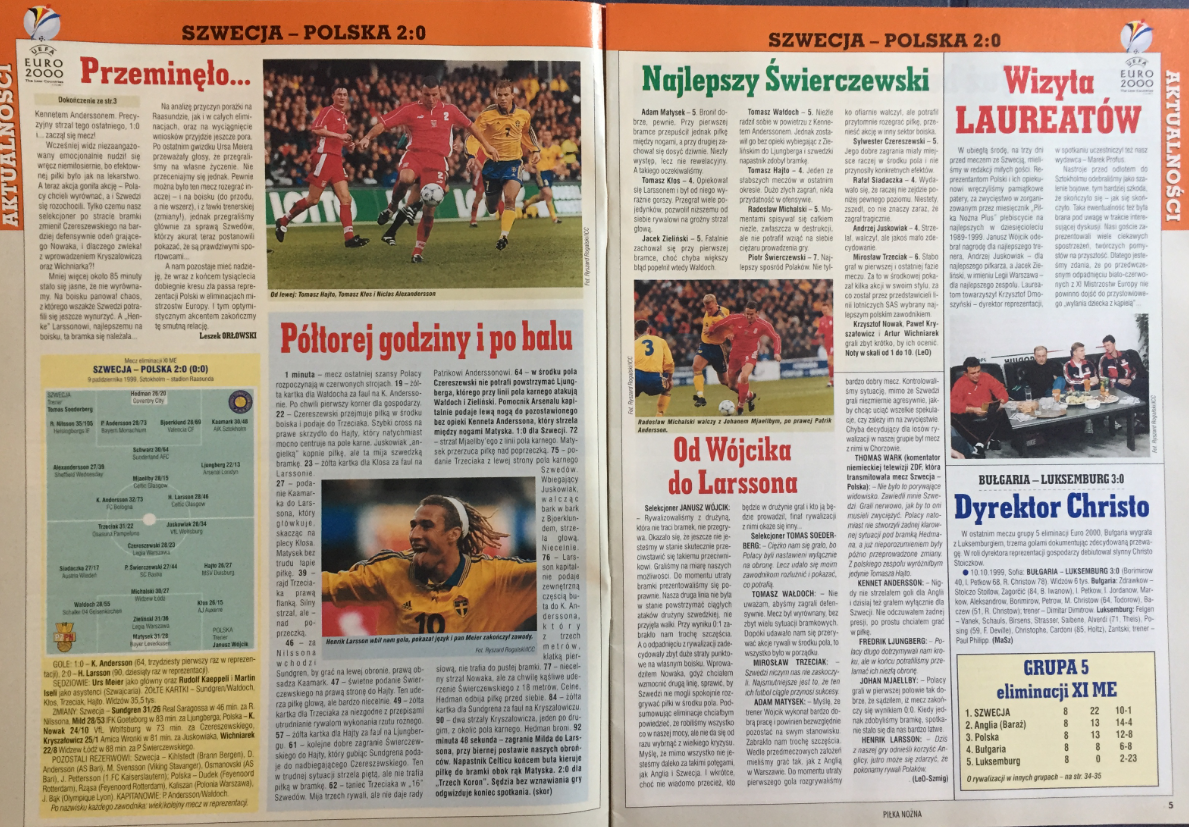Piłka nożna po meczu szwecja - polska (09.10.1999)