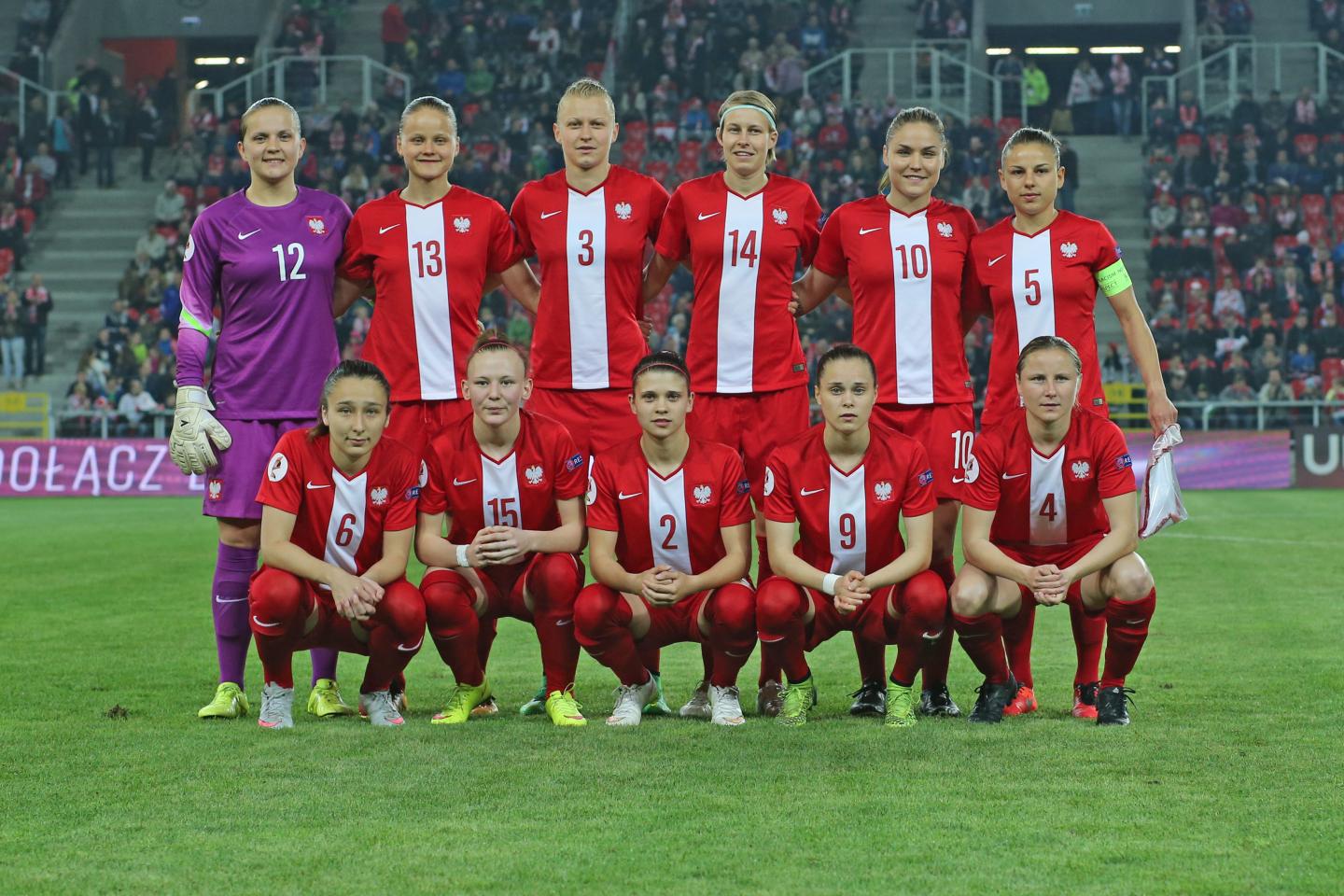 Reprezentacja Polski przed meczem z Danią w Tychach.