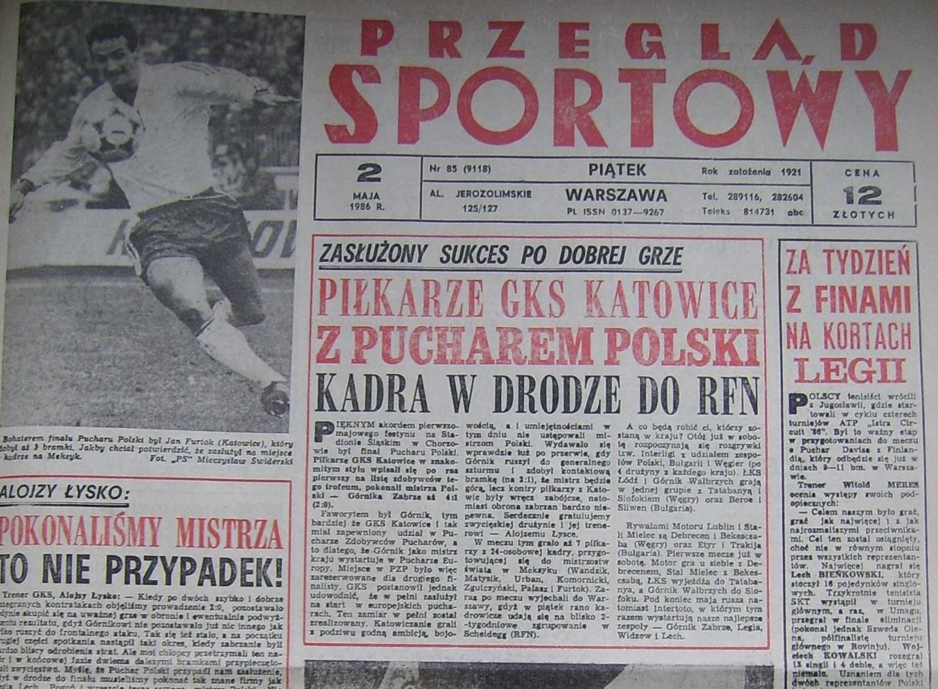 Przegląd Sportowy po Katowice - Górnik Z. (01.05.1986) 1
