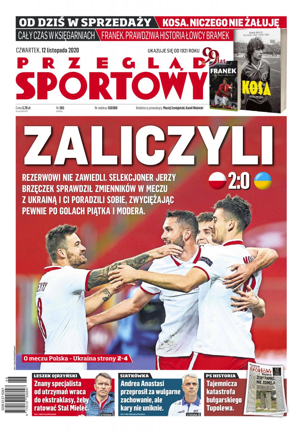 "Przegląd Sportowy" po meczu Polska - Ukraina 2:0 (11.11.2020).