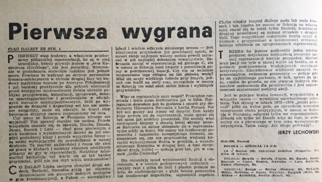 piłka nożna po meczu polska - szkocja (28.05.1980)
