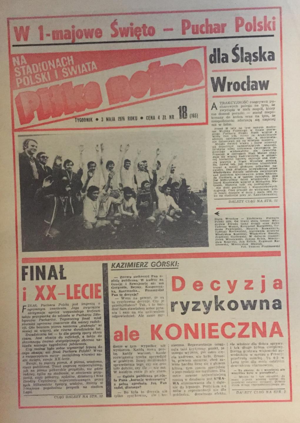 Piłka Nożna po Śląsk - Stal M. 2:0 (01.05.1976) 1