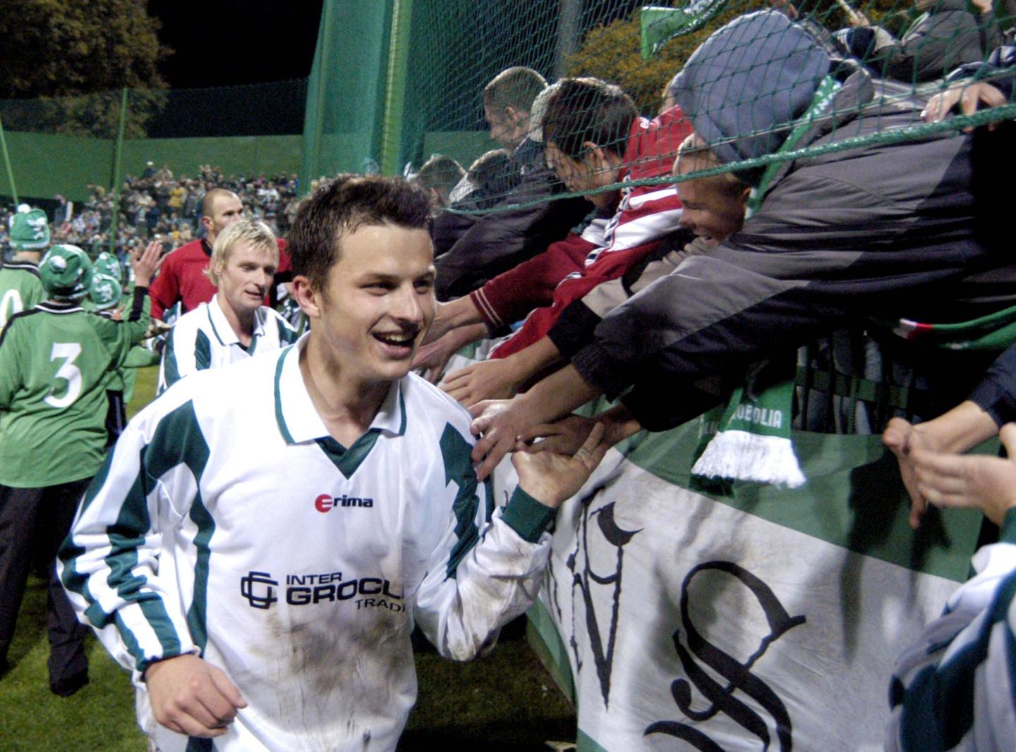 Andrzej Niedzielan podczas meczu Groclin Dyskobolia Grodzisk Wielkopolski - Hertha Berlin 1:0 (15.10.2003)