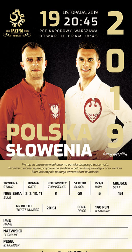 bilet na mecz polska – słowenia (19.11.2019)