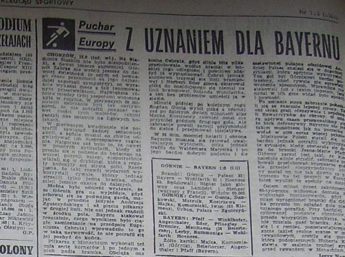 Przegląd Sportowy po Górnik Zabrze – Bayern Monachium 1:2 (18.09.1985) 2