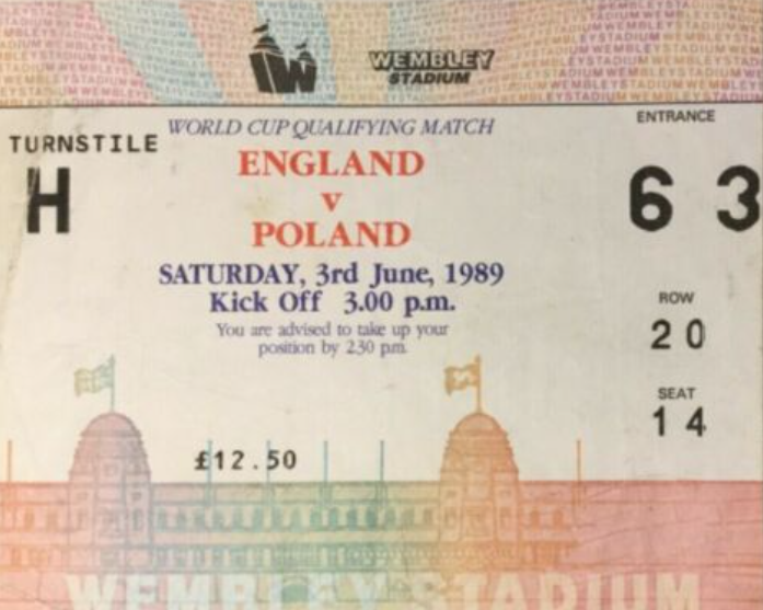 bilet z meczu anglia – polska (03.06.1989)