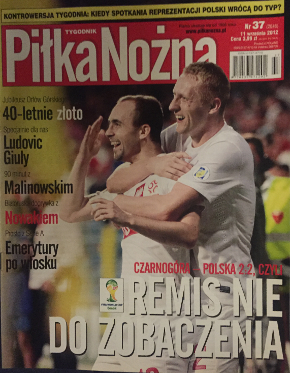 okładka piłki nożnej po meczu czarnogóra – polska (07.09.2012)