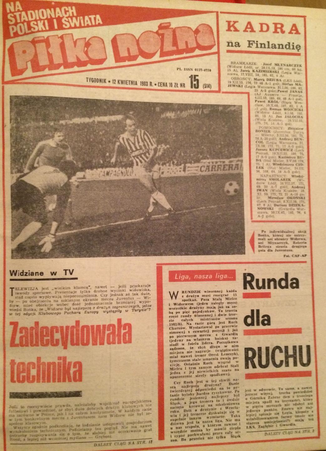 Juventus Turyn – Widzew Łódź 2:0 (06.04.1983) Piłka Nożna