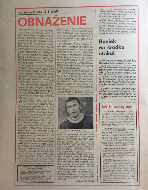piłka nożna po meczu austria – polska (24.08.1977)