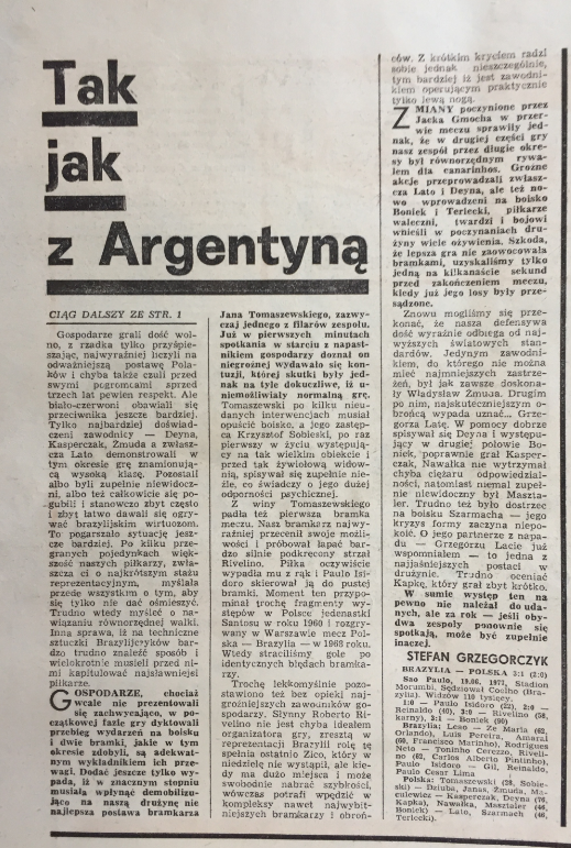 piłka nożna po meczu brazylia – polska (19.06.1977)