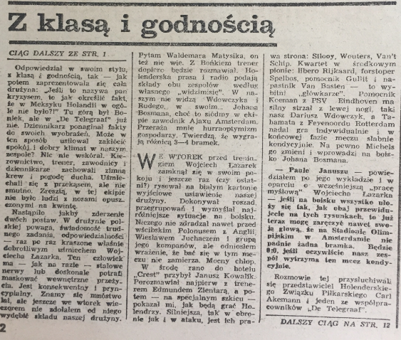 piłka nożna po meczu holandia - polska (19.11.1986)