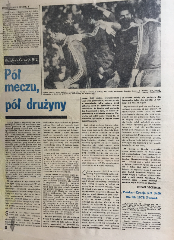 piłka nożna po meczu polska – grecja (05.04.1978)