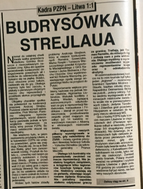 piłka nożna po meczu polska – litwa (31.03.1993)