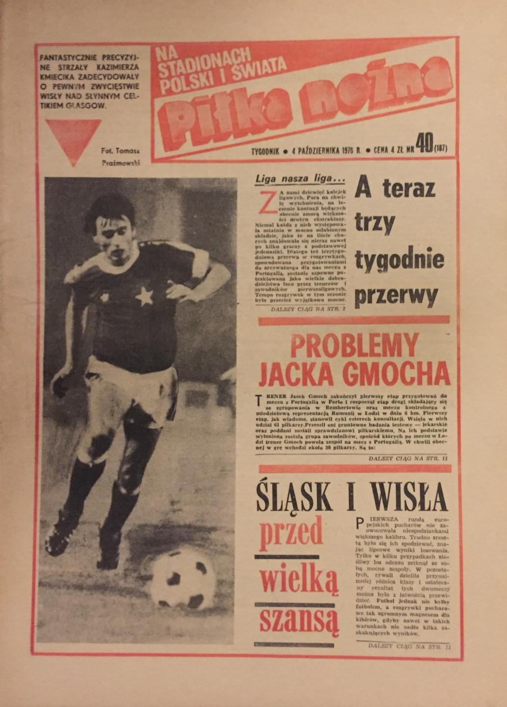 Okładka Piłka Nożna po meczu Wisła Kraków - Celtic Glasgow 2:0 (29.09.1976).