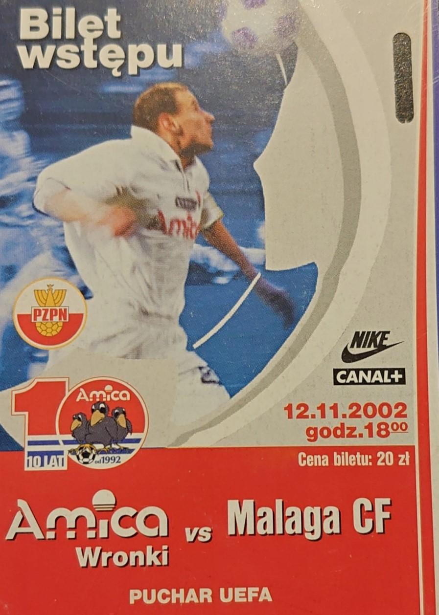 Amica Wronki - Malaga CF 1:2 (12.11.2002) Bilet