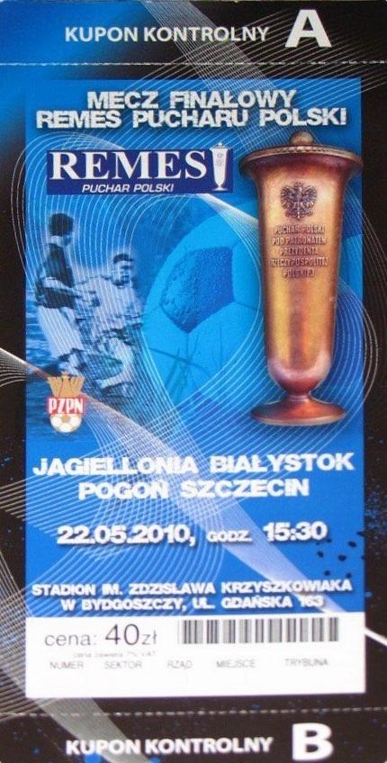 Bilet z meczu Pogoń Szczecin - Jagiellonia Białystok 0:1 (22.05.2010).