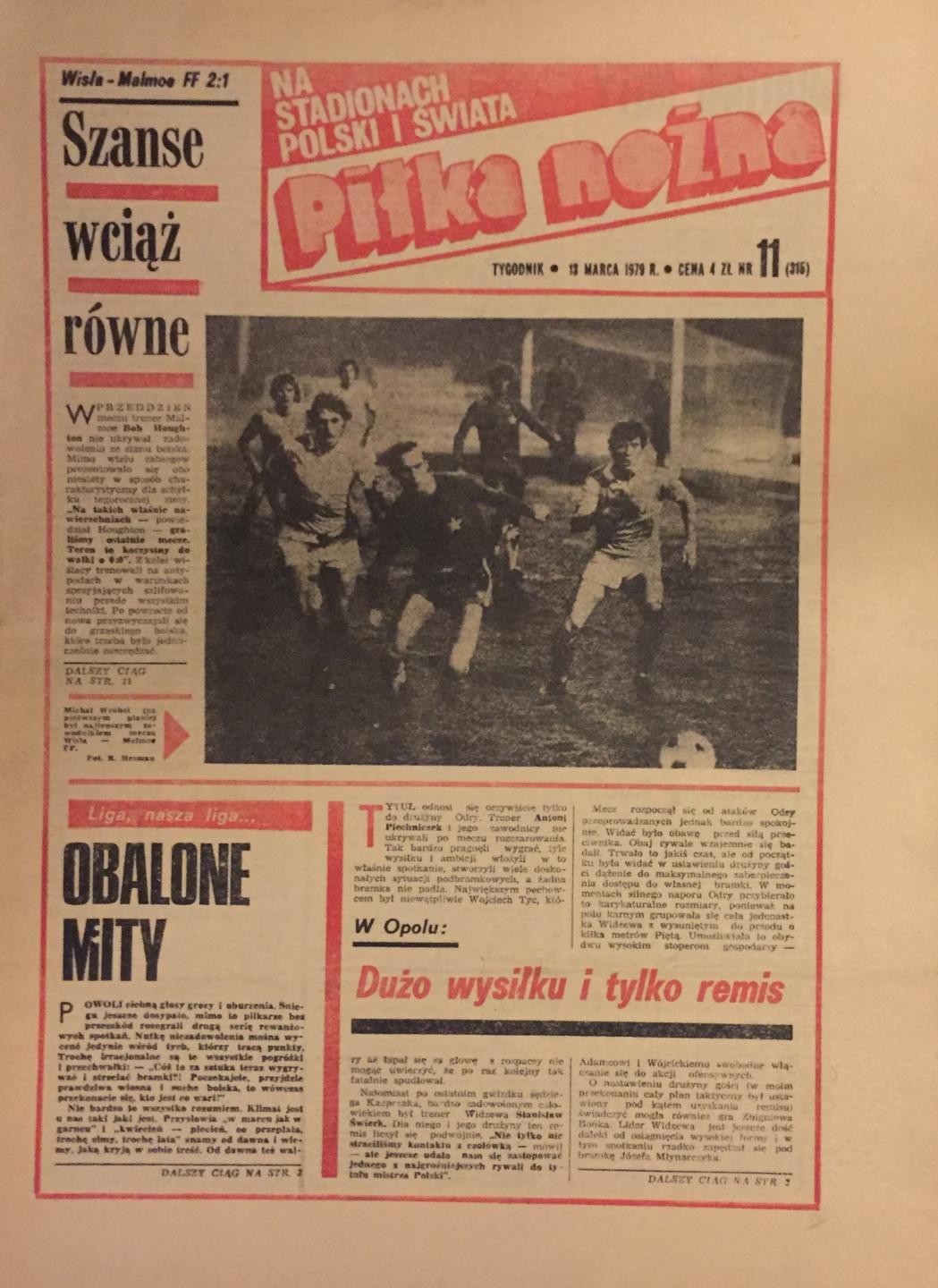 Okładka Piłka Nożna po meczu Wisła Kraków - Malmö FF 2:1 (07.03.1979)