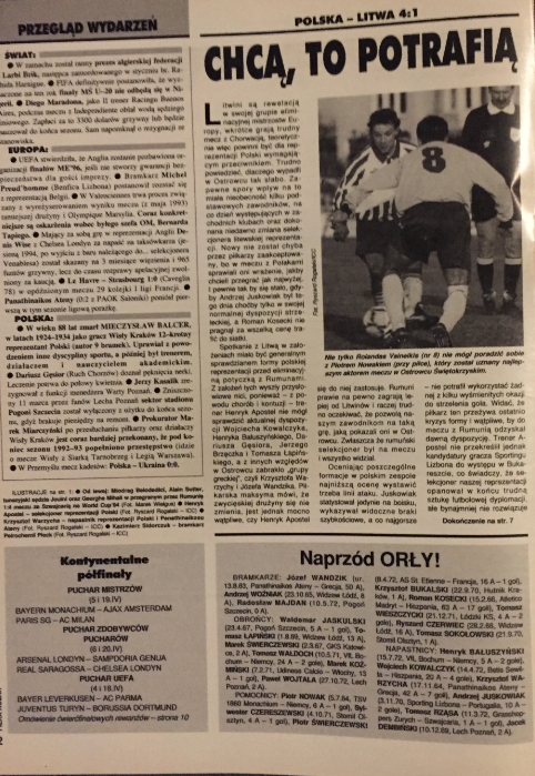 piłka nożna po meczu polska - litwa (15.03.1995)