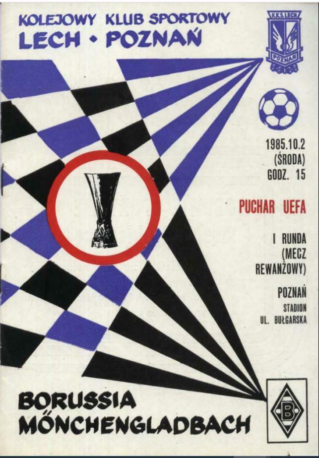 program z meczu Lech - Borussia M. (02.10.1985)