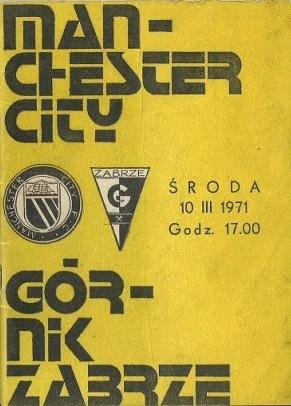 Program meczowy Górnik Zabrze - Manchester City 2:0 (10.03.1971)