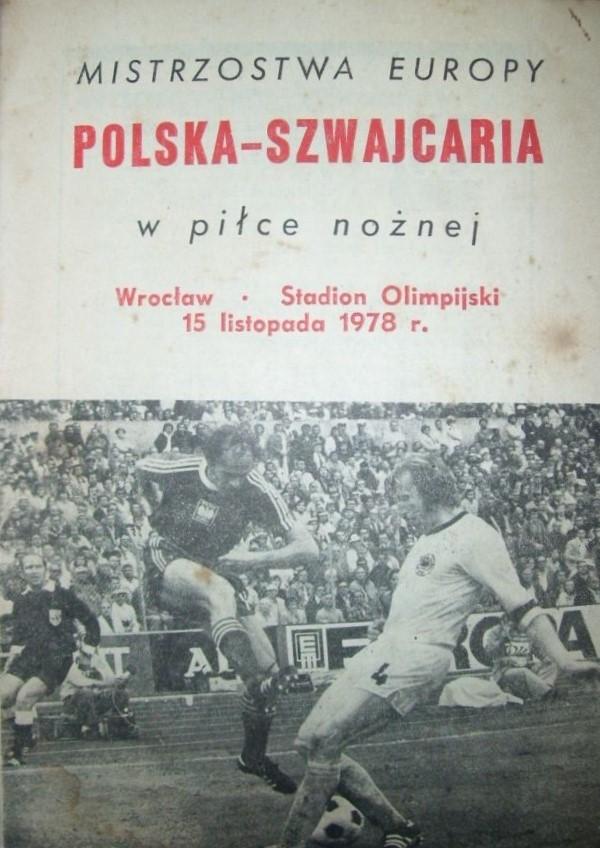 Program meczowy Polska - Szwajcaria 2:0 (15.11.1978)