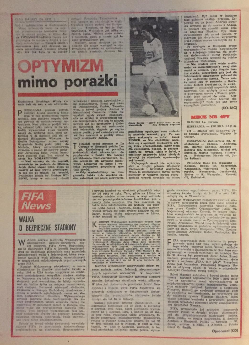 Piłka Nożna po Hiszpania - Polska 1:0 (20.09.1989) 2