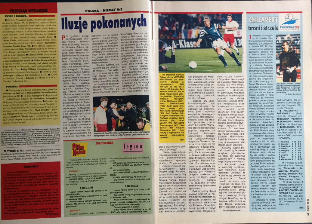 piłka nożna po meczu polska - niemcy (04.09.1996)