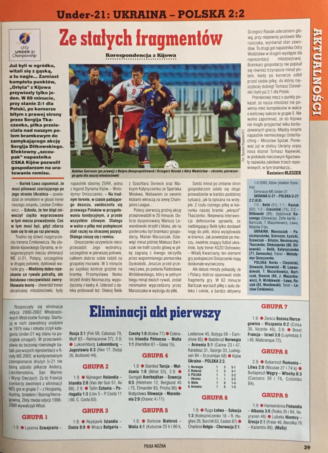 Ukraina - Polska 2:2 (01.09.2000) U21