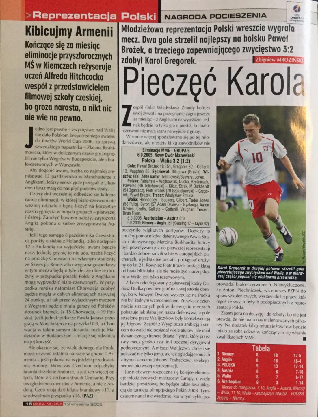 Piłka Nożna po meczu Polska - Walia 3:2 U21 (06.09.2005)