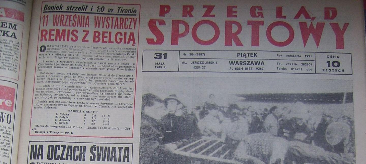 przegląd sportowy po meczu albania - polska (30.05.1985)