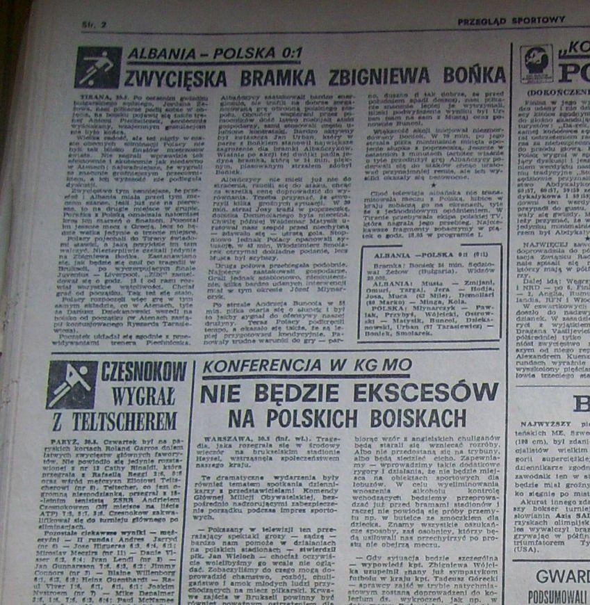 przegląd sportowy po meczu albania - polska (30.05.1985)