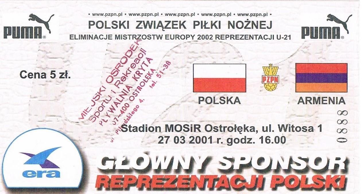Polska - Armenia 1:1 (27.03.2001) U21