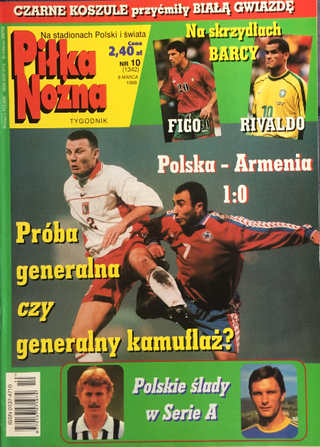 okładka piłki nożnej po meczu polska - armenia (03.03.1999)