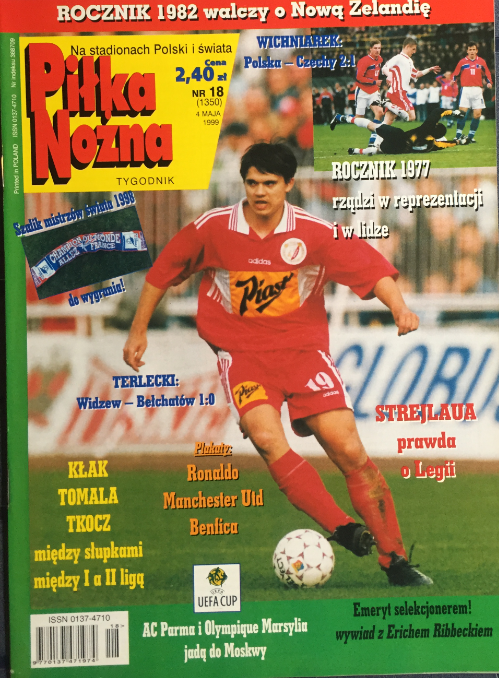 okładka piłki nożnej po meczu polska - czechy (28.04.1999)