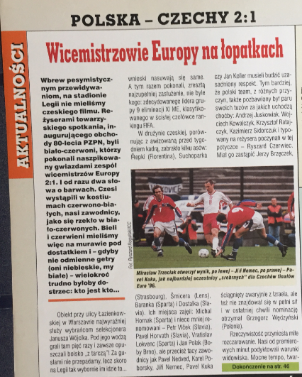 piłka nożna po meczu polska - czechy (28.04.1999)