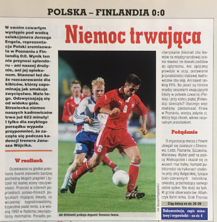 piłka nożna po meczu polska - finlandia (26.04.2000)