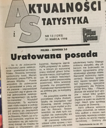 piłka nożna po meczu polska - słowenia (25.03.1998)