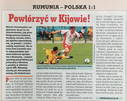 piłka nożna po meczu rumunia - polska (16.08.2000)
