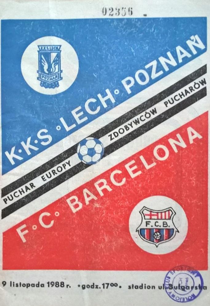 Program meczowy Lech Poznań - FC Barcelona 1:1 (09.11.1988)