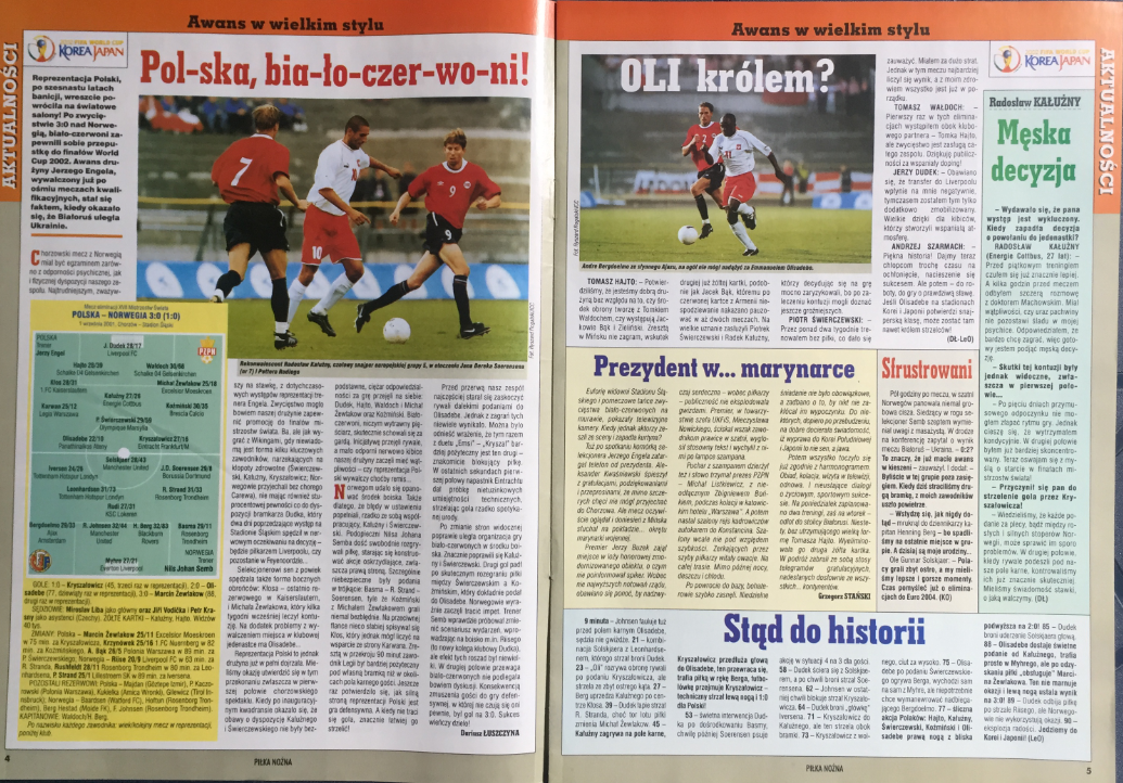 piłka nożna po meczu polska - norwegia (01.09.2001)