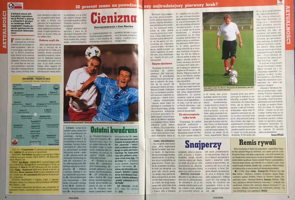 piłka nożna po meczu san marino - polska (07.09.2002)