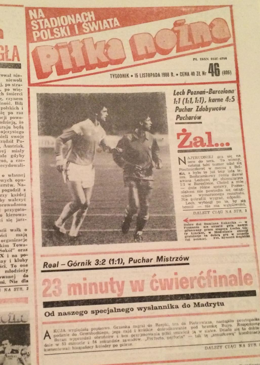 Piłka Nożna po Real Madryt - Górnik Zabrze 3:2 (10.11.1988) 1